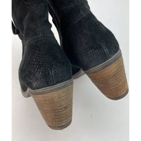 *Taos Standout Black Suede Leather Boots Womens US 5.5 Reptile Embossed - Picture 12 of 12